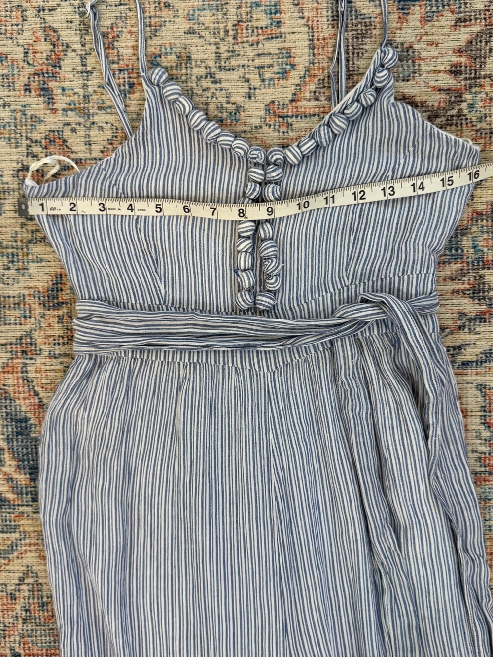 Maeve Anthropologie Romper Women’s 4 Blue/White Striped Summer Wide-Leg Jumpsuit - Picture 8 of 10